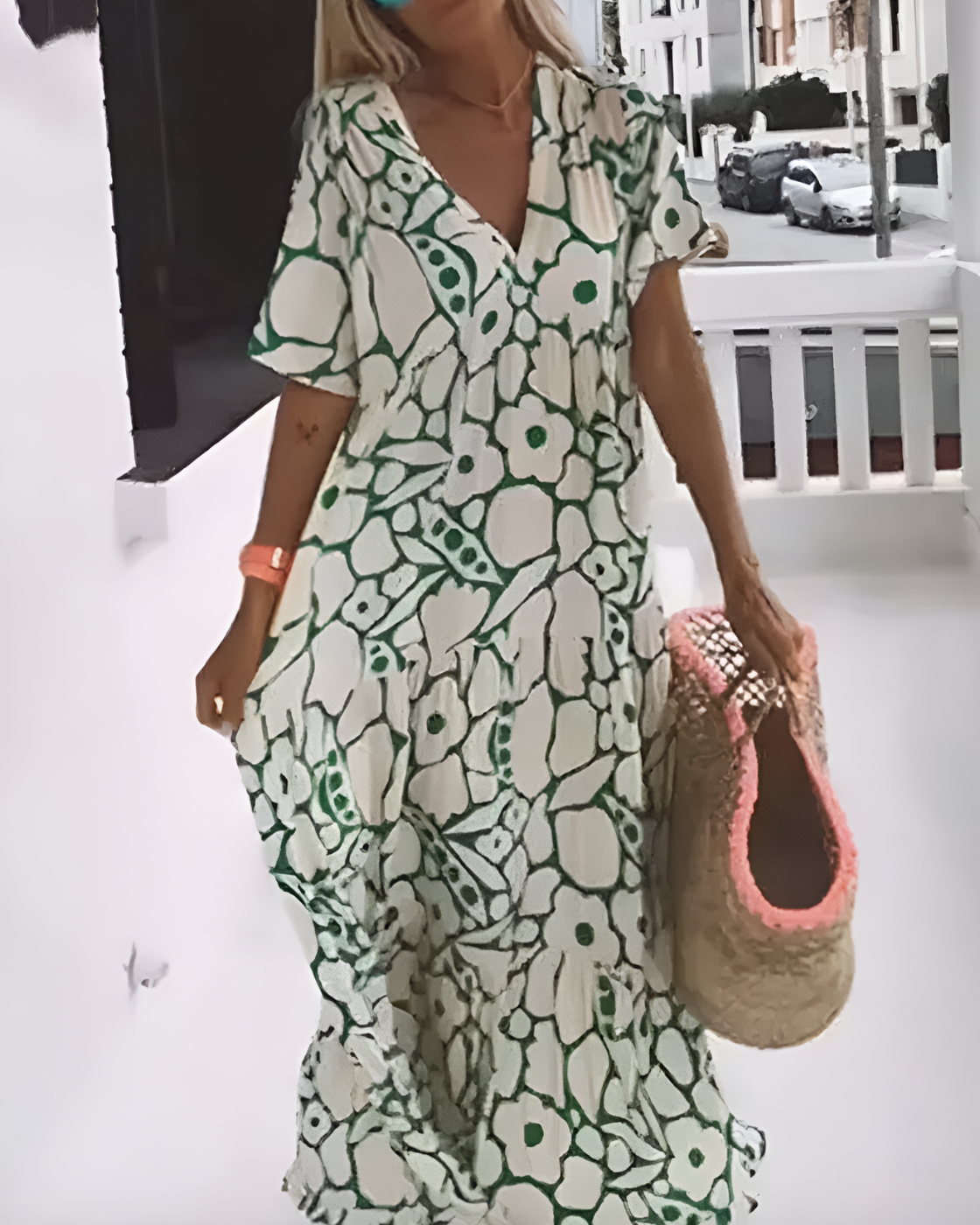 Vestido Longo Estampado Ágatha | Decote em V (Primavera 2025)