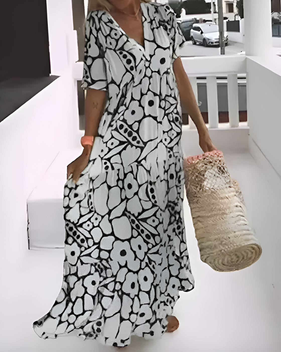 Vestido Longo Estampado Ágatha | Decote em V (Primavera 2025)