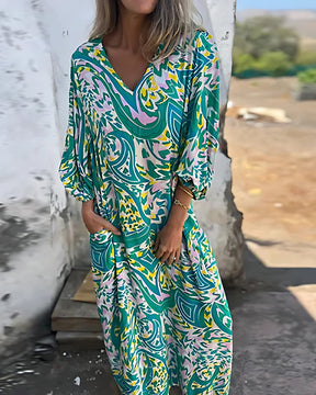 Vestido Pérola - Decote em V | Super Leve e Solto - Vintage (Primavera 2025)