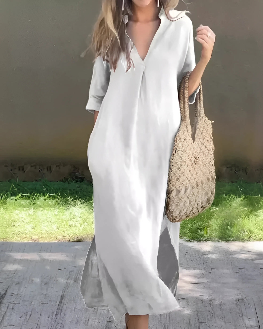 Vestido Chiara | Decote em V -Linho Premium (Queridinho das Blogueiras)