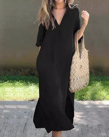 Vestido Chiara | Decote em V -Linho Premium (Queridinho das Blogueiras)