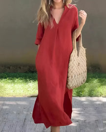 Vestido Chiara | Decote em V -Linho Premium (Queridinho das Blogueiras)