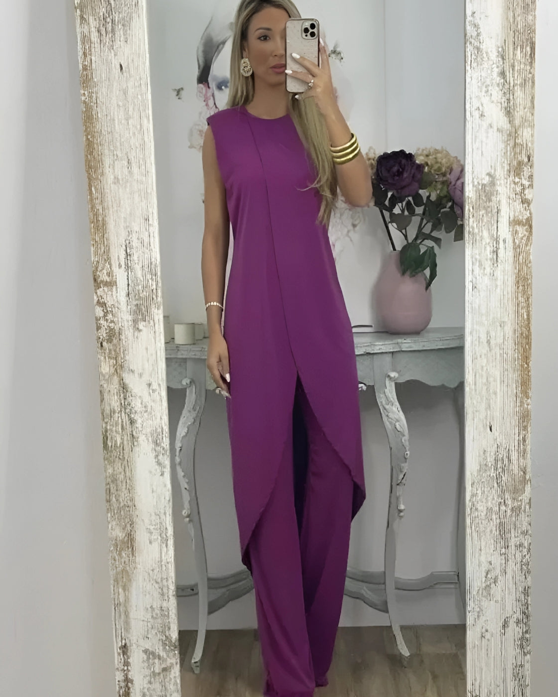 Conjunto Helena |  Sem Manga  - Linho Premium (Estilo Europeu)