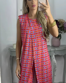 Conjunto Helena |  Sem Manga  - Linho Premium (Estilo Europeu)