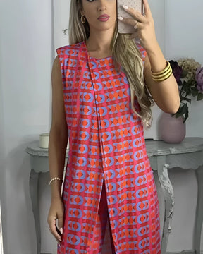 Conjunto Helena |  Sem Manga  - Linho Premium (Estilo Europeu)