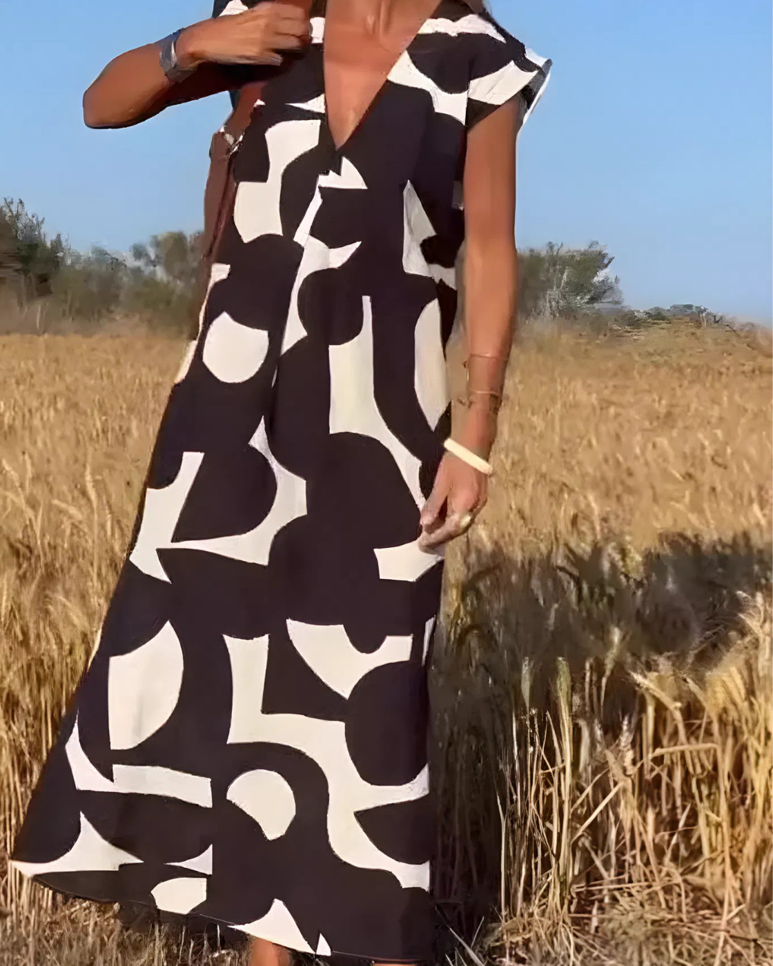 Vestido Portinho | Decote em V - Fresco e Soltinho (Estilo Europeu)