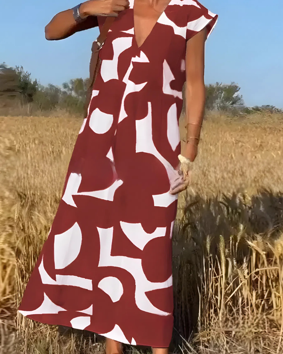 Vestido Portinho | Decote em V - Fresco e Soltinho (Estilo Europeu)