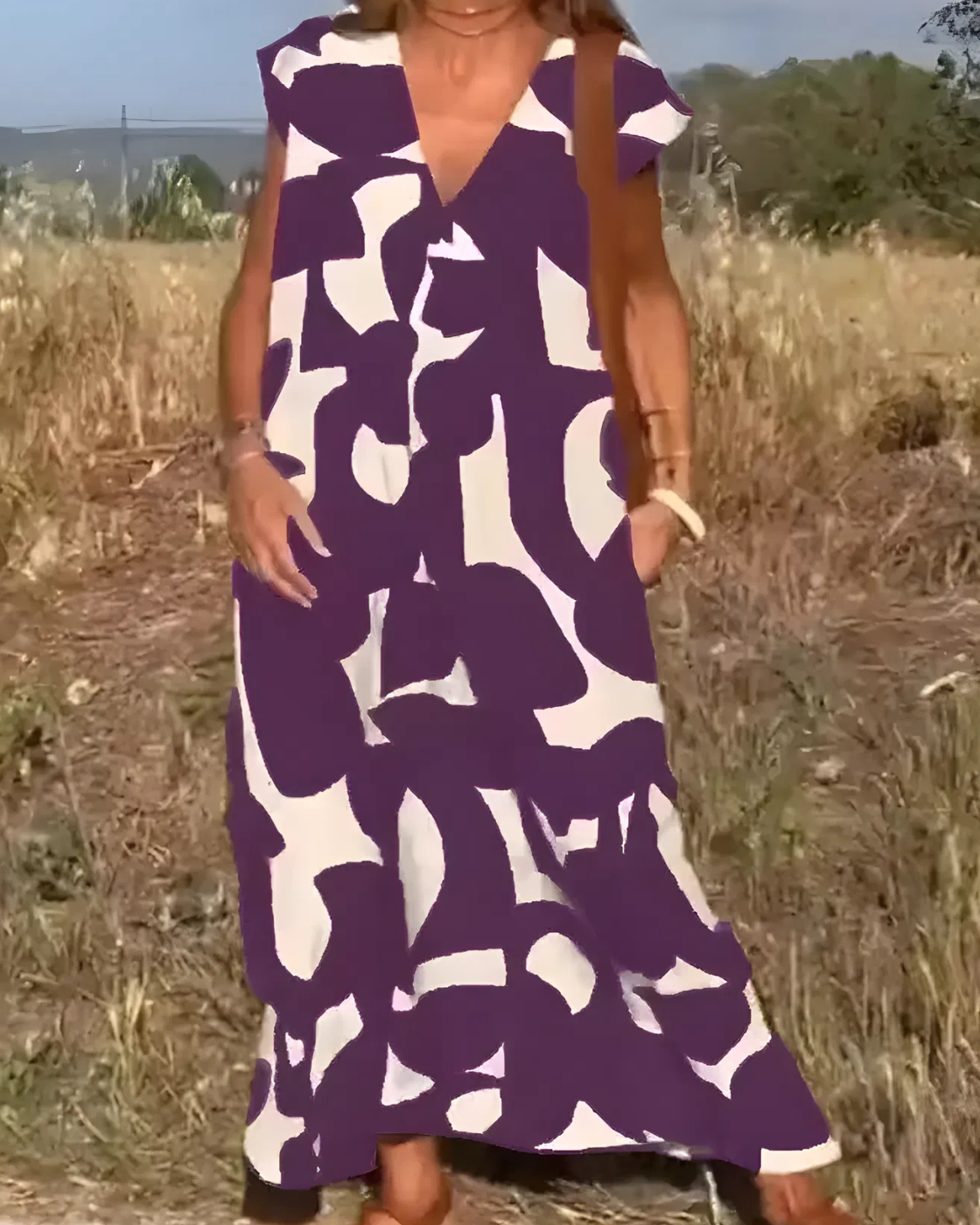 Vestido Portinho | Decote em V - Fresco e Soltinho (Estilo Europeu)